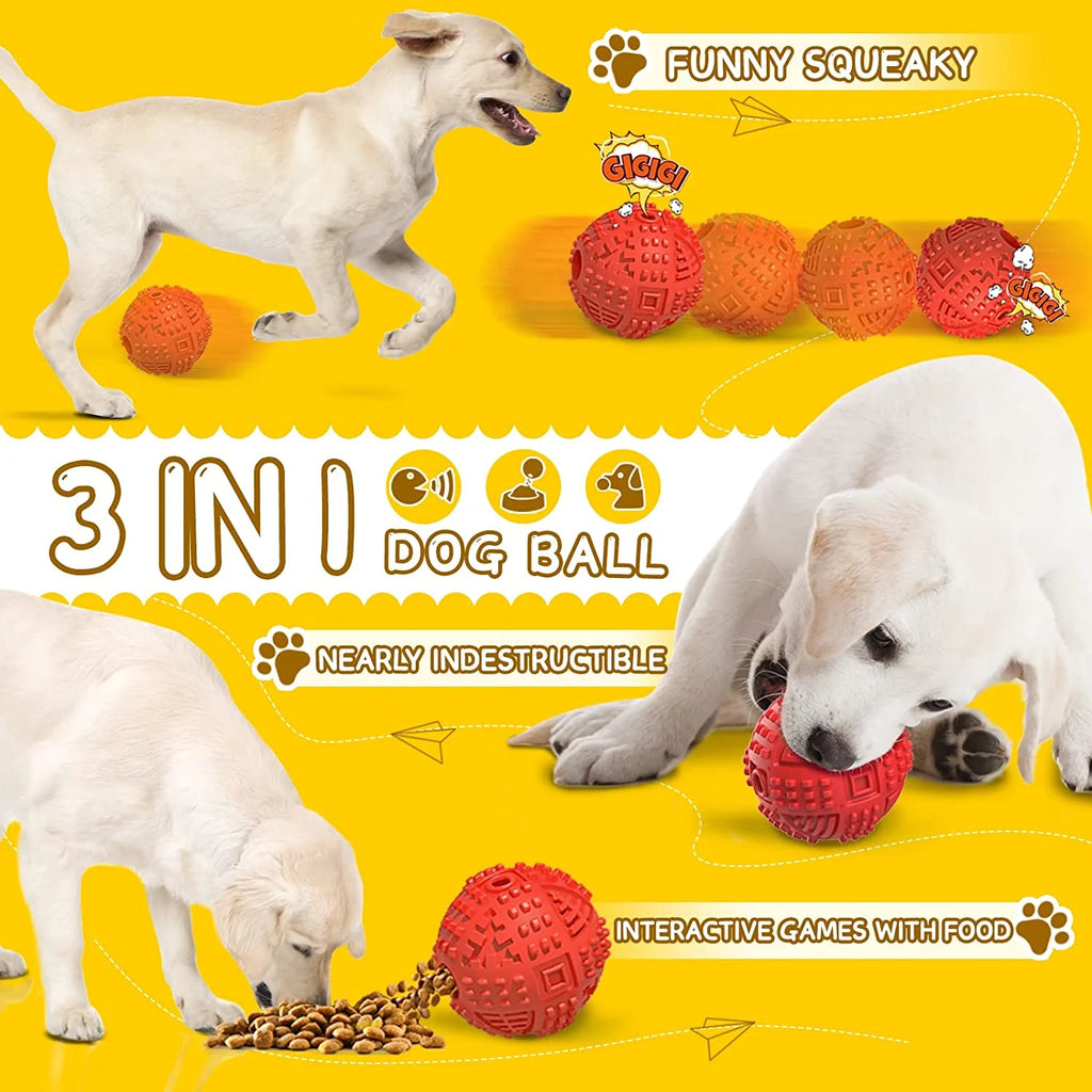 Ultimate Dog Balls: Treat Dispensing Toys for Aggressive Chewers - Nearly Indestructible Squeaky Puzzle Balls for Large Dogs, Made from Natural Rubber