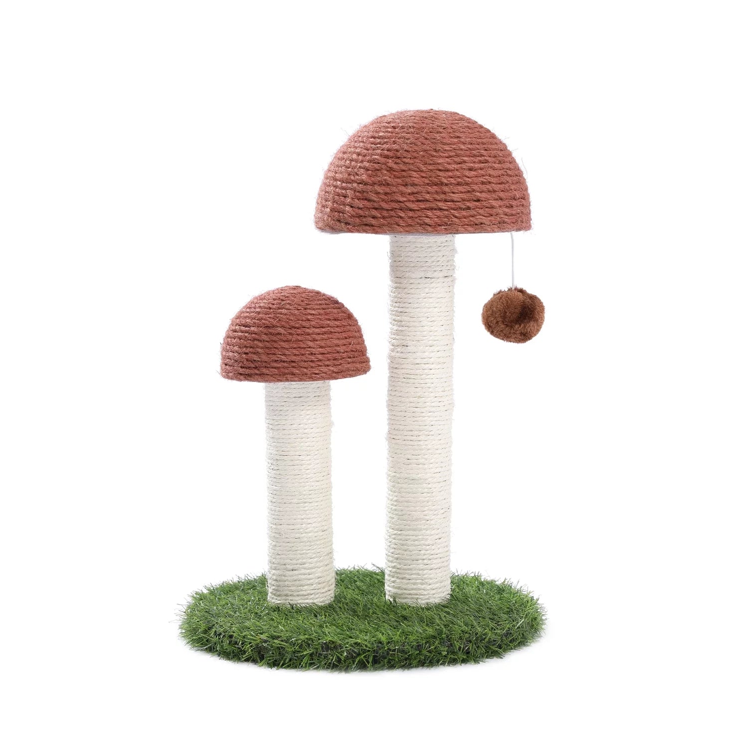 Delight Your Kittens with Our Adorable 2 Mushrooms Cat Scratching Post - 19" Durable Sisal Claw Scratcher in Brown