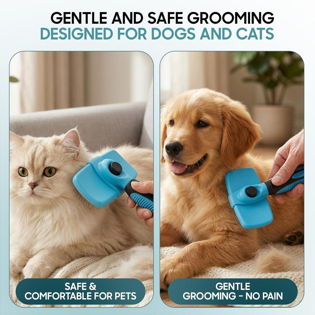 Transform Your Pet's Grooming Routine with the Self Cleaning Slicker Brush – Perfect for Dogs & Cats to Reduce Shedding and Tangles!