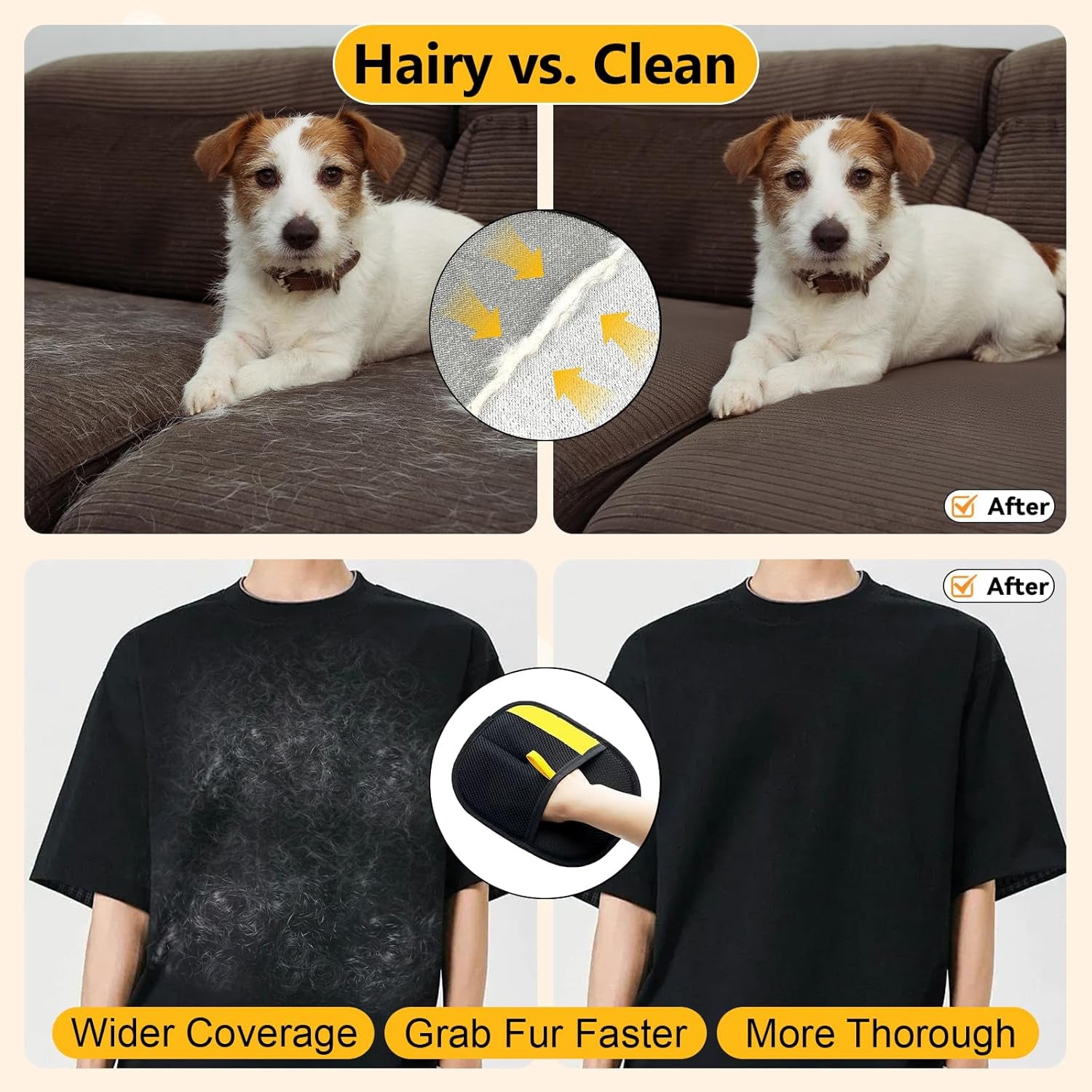 Transform Your Home with Electrostatic Pet Hair Removal Gloves - 2 Pack for Effortless Grooming and Cleaning!