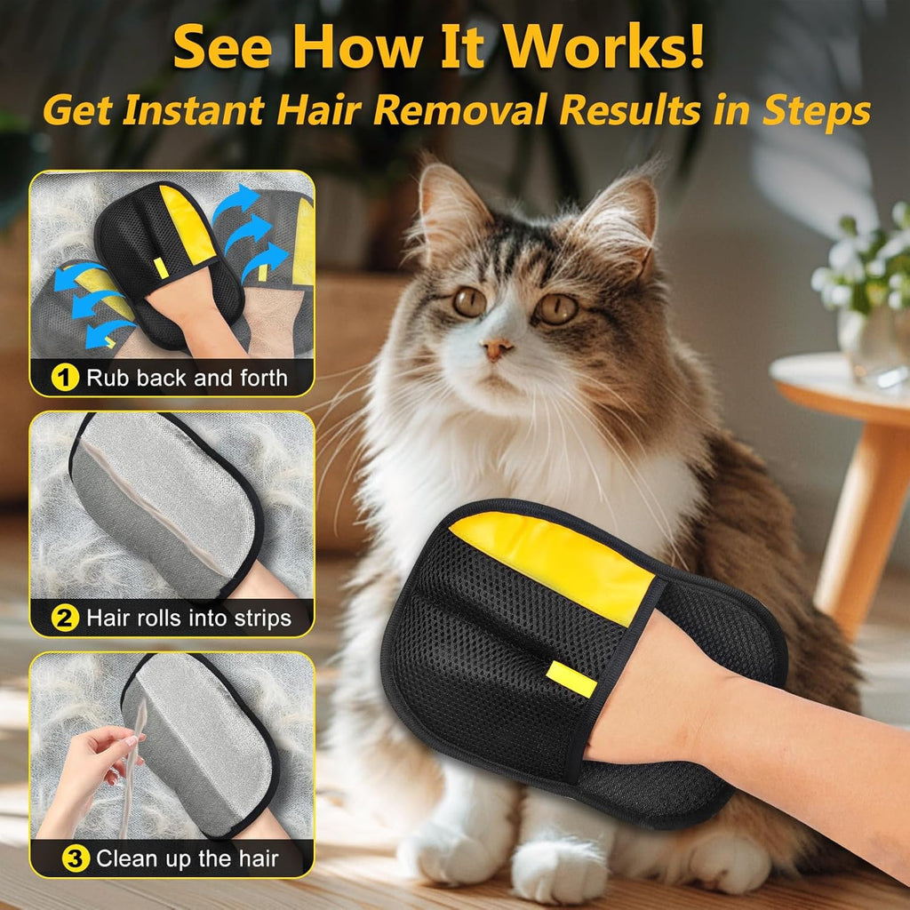 Transform Your Home with Electrostatic Pet Hair Removal Gloves - 2 Pack for Effortless Grooming and Cleaning!