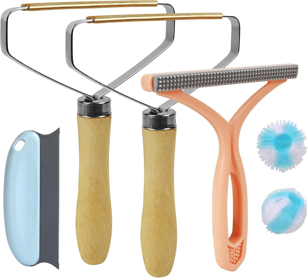 Ultimate Pet Hair Removal Tool Set: 6-Piece Reusable Kit for Effortless Fur Cleanup on Carpets, Furniture, and Clothing