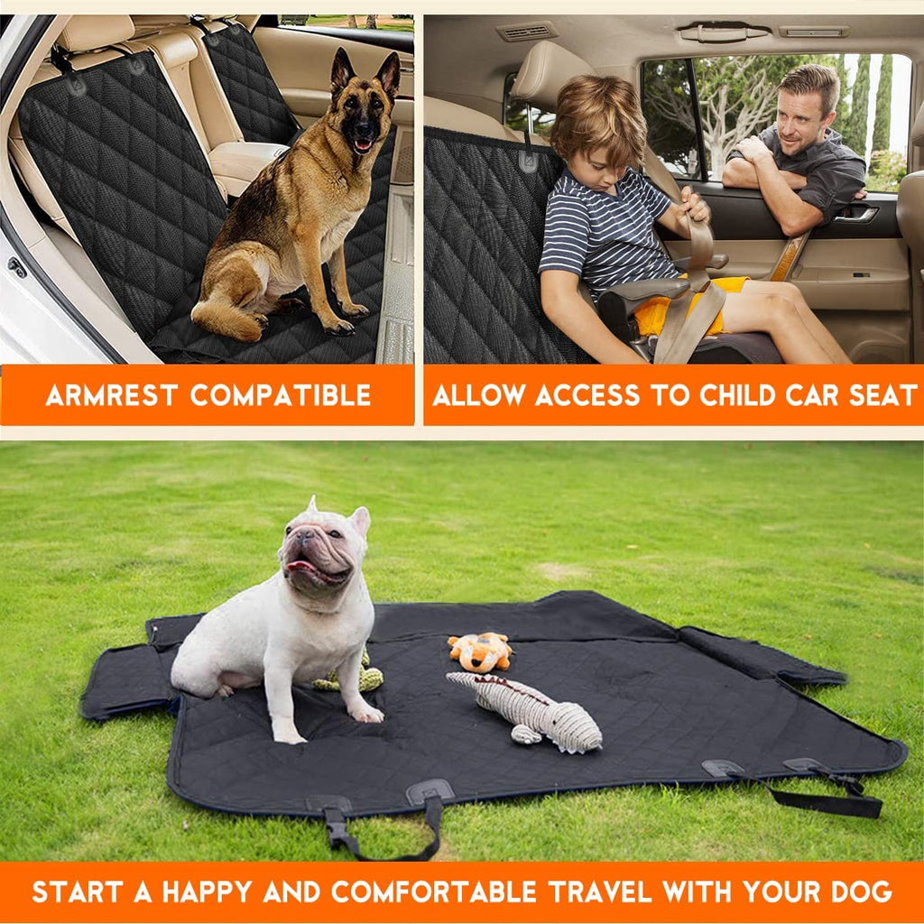 Ultimate Waterproof Dog Car Seat Cover - Durable Back Seat Protector for Pets and Kids | Universal Fit for Most Cars, SUVs, and Trucks (53" Width) - Black