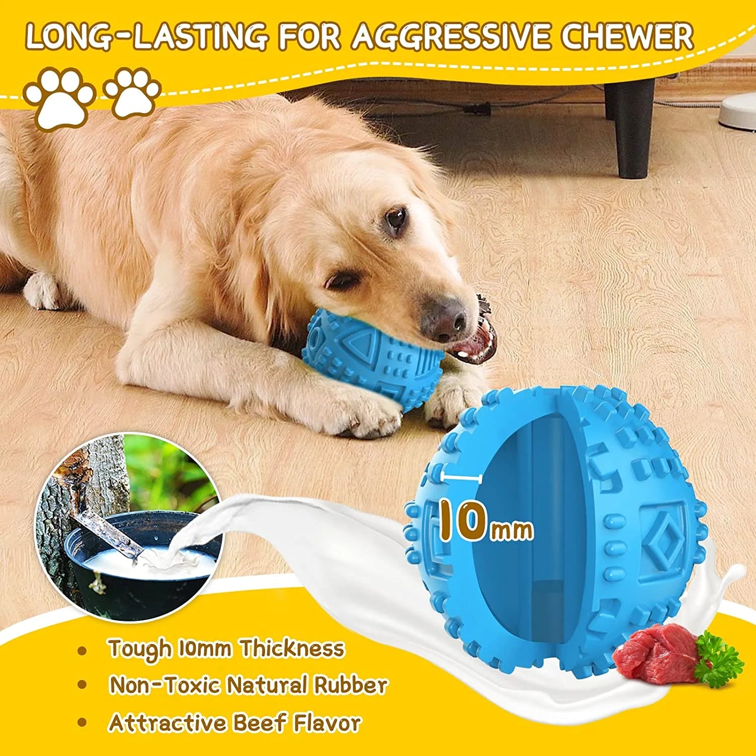 Ultimate Dog Balls: Treat Dispensing Toys for Aggressive Chewers - Nearly Indestructible Squeaky Puzzle Balls for Large Dogs, Made from Natural Rubber