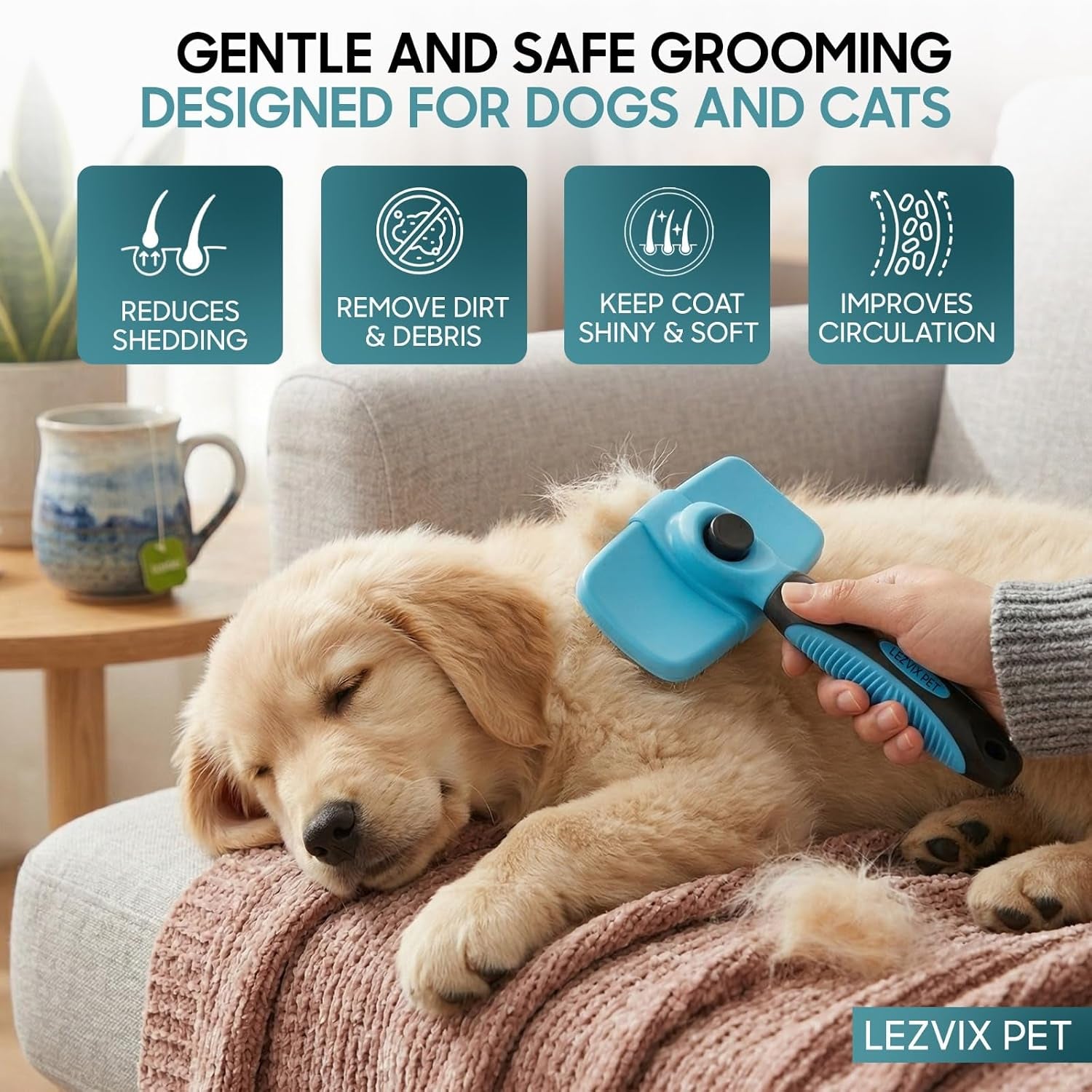 Transform Your Pet's Grooming Routine with the Self Cleaning Slicker Brush – Perfect for Dogs & Cats to Reduce Shedding and Tangles!