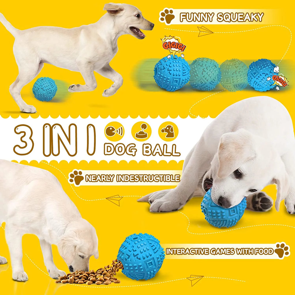Ultimate Dog Balls: Treat Dispensing Toys for Aggressive Chewers - Nearly Indestructible Squeaky Puzzle Balls for Large Dogs, Made from Natural Rubber