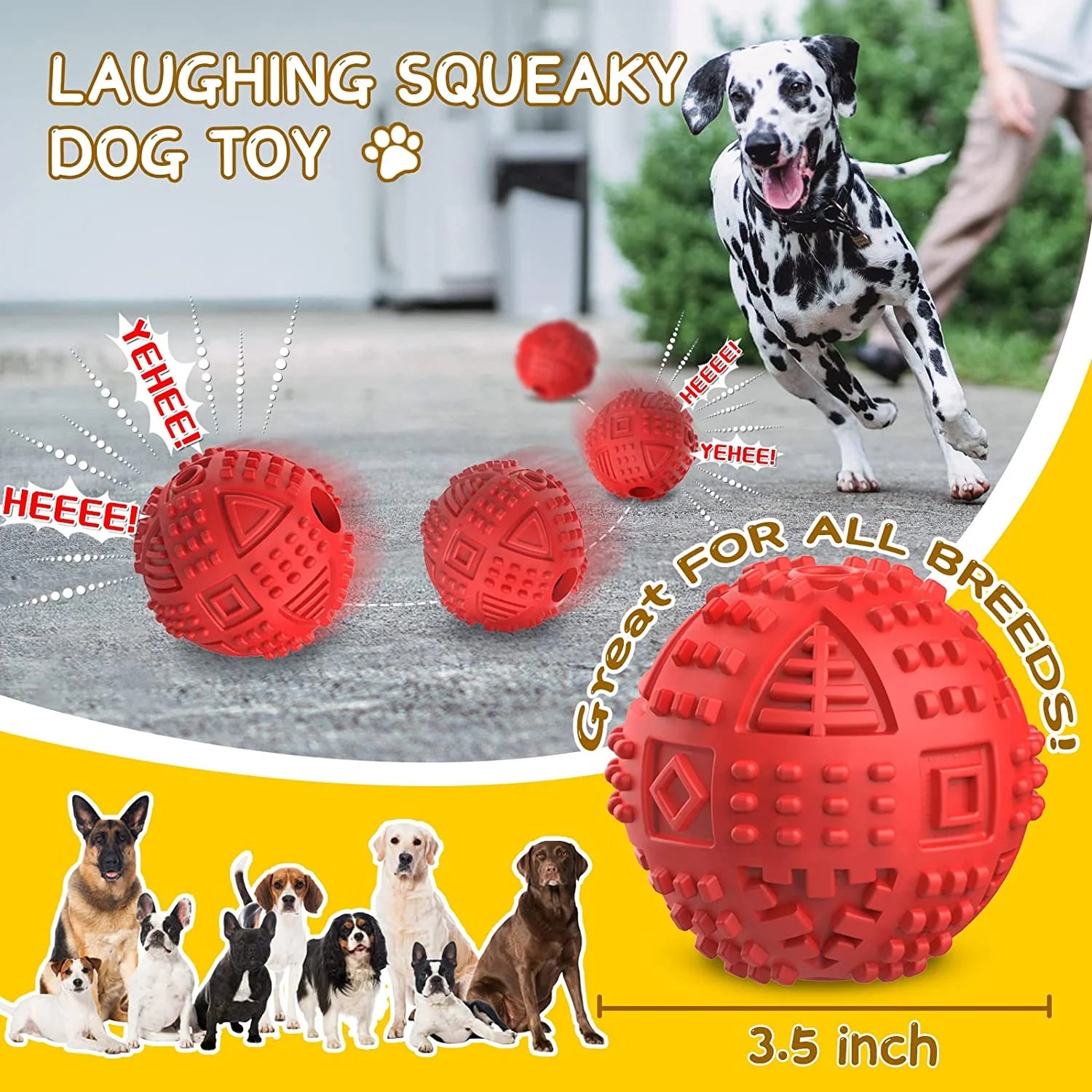 Ultimate Dog Balls: Treat Dispensing Toys for Aggressive Chewers - Nearly Indestructible Squeaky Puzzle Balls for Large Dogs, Made from Natural Rubber