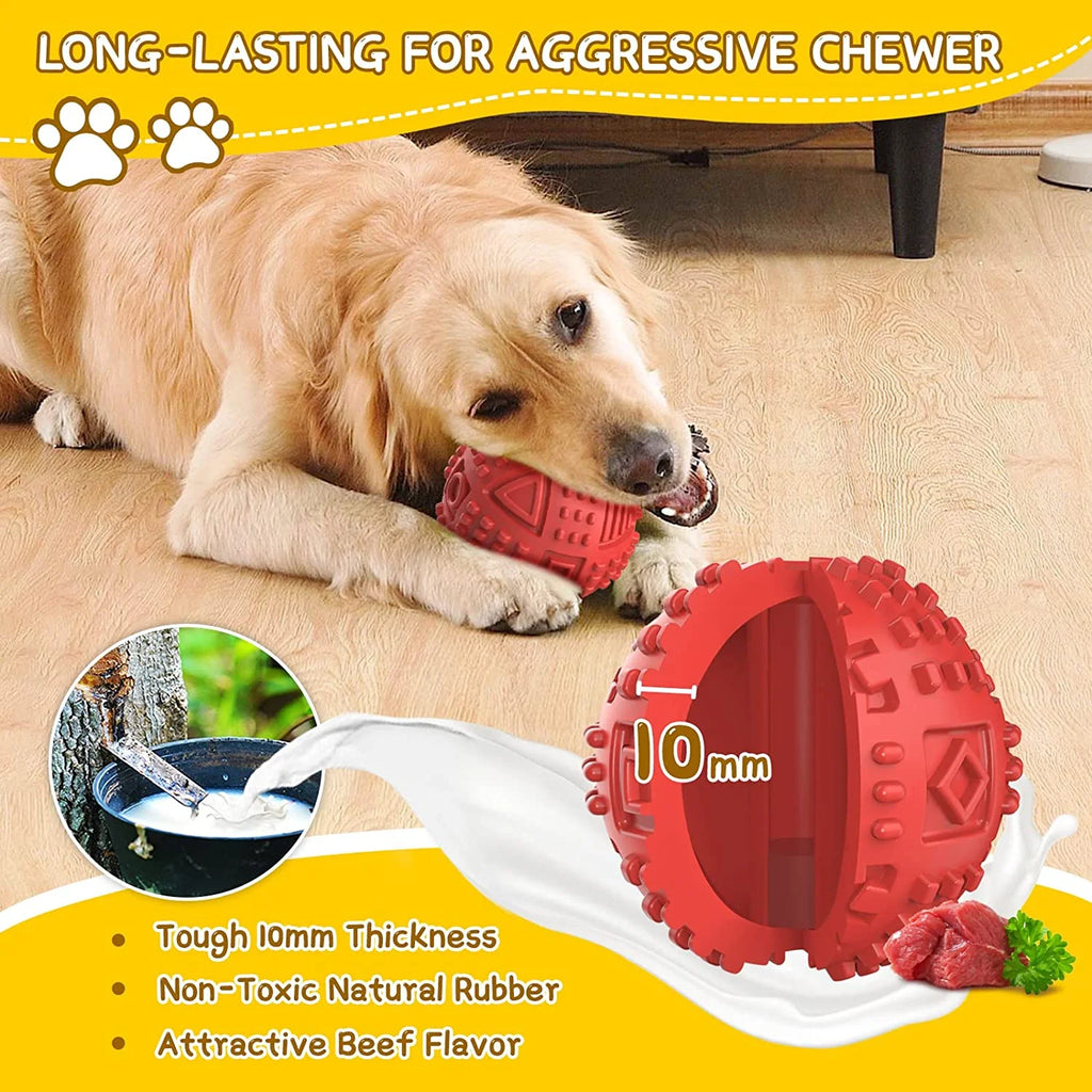 Ultimate Dog Balls: Treat Dispensing Toys for Aggressive Chewers - Nearly Indestructible Squeaky Puzzle Balls for Large Dogs, Made from Natural Rubber