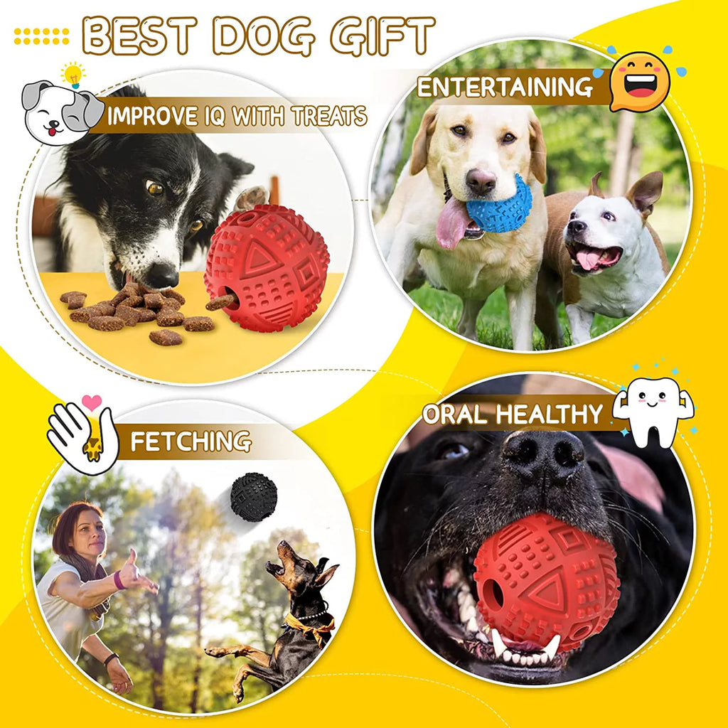 Ultimate Dog Balls: Treat Dispensing Toys for Aggressive Chewers - Nearly Indestructible Squeaky Puzzle Balls for Large Dogs, Made from Natural Rubber